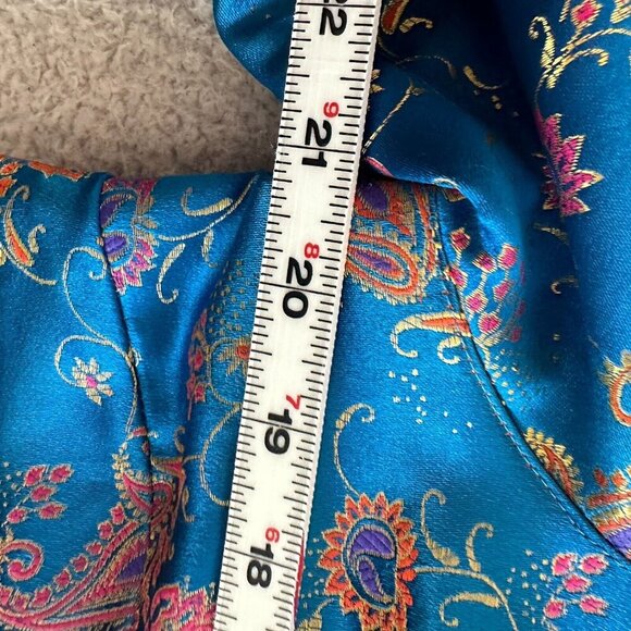 Vintage Bonnie Boynton Crop Blazer Jacket Silky Asian Paisley Tasseled Boho - Picture 14 of 16